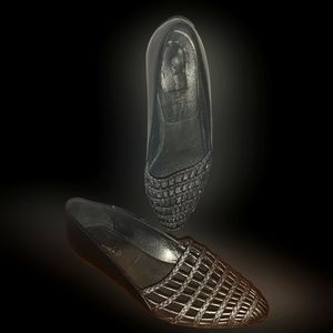 Via Spiga Black Woven Flats